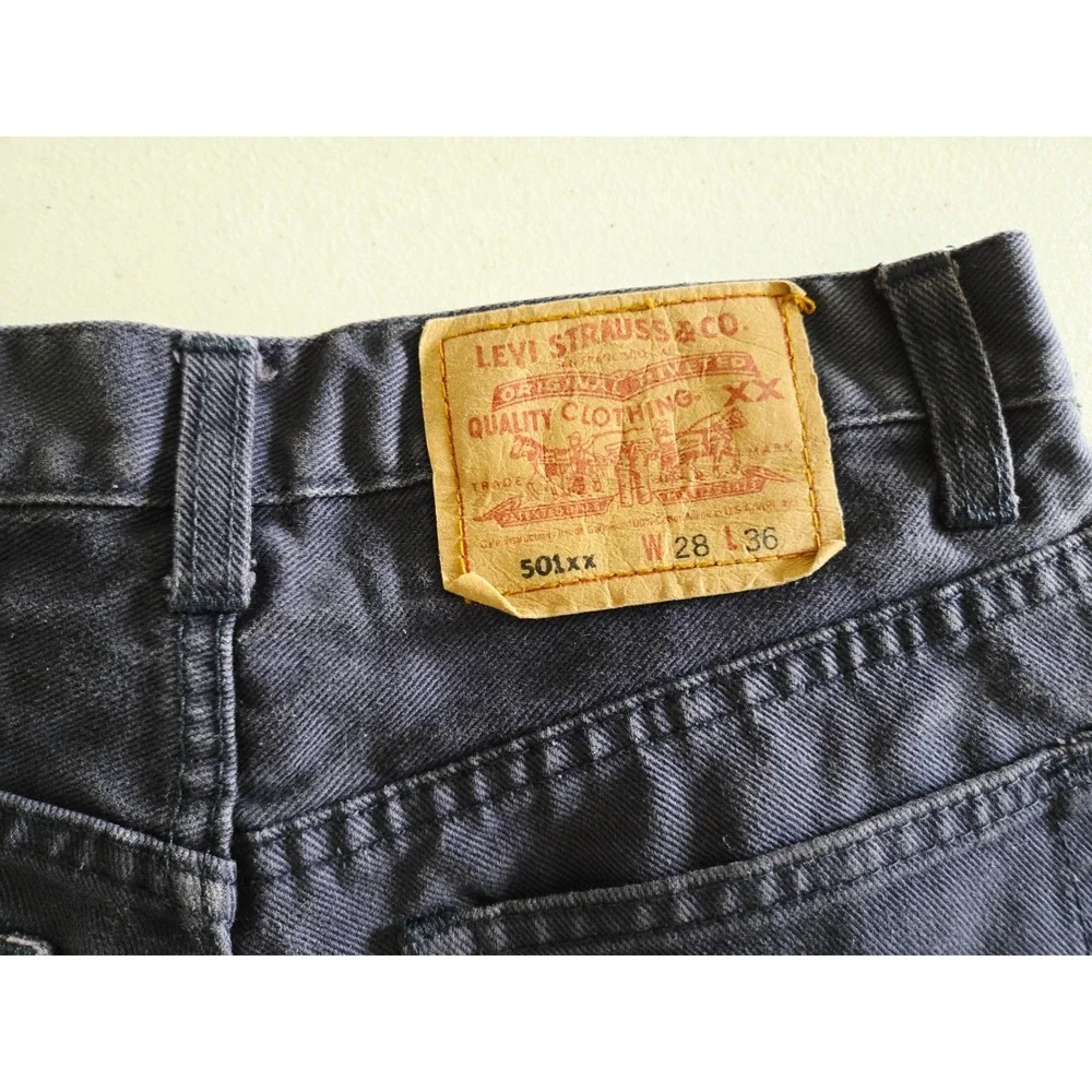 Vintage 90s Levis 501 Red Batwing‎ Cut Off Shorts Mens 28 Made in USA